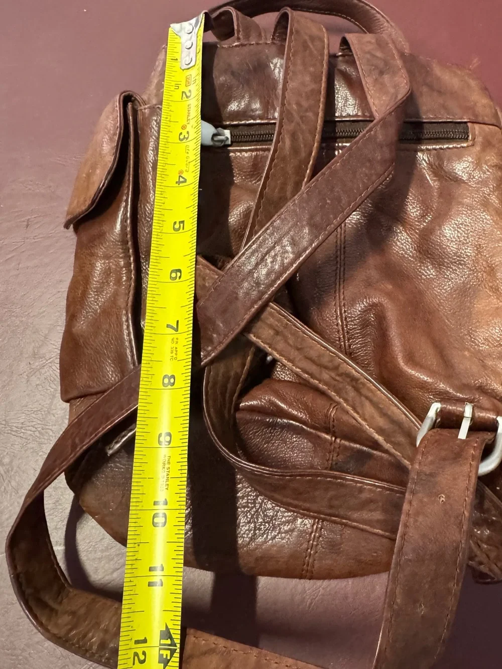 Vintage Genuine Leather Aged Mini Brown Backpack Purse Women's India
